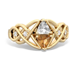 White Topaz Keepsake Celtic Knot 14K Yellow Gold ring R5300