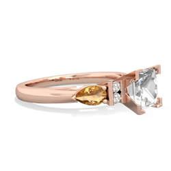 White Topaz 6Mm Princess Eternal Embrace Engagement 14K Rose Gold ring C2002