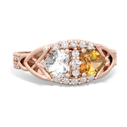 White Topaz Sparkling Celtic Knot 14K Rose Gold ring R2645