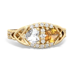 White Topaz Sparkling Celtic Knot 14K Yellow Gold ring R2645