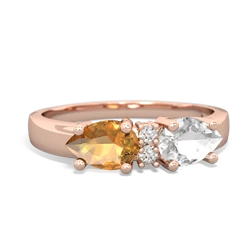 White Topaz Pear Bowtie 14K Rose Gold ring R0865