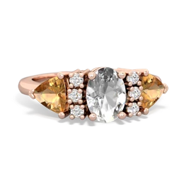 White Topaz Antique Style Three Stone 14K Rose Gold ring R2186