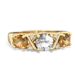 White Topaz Hugs And Kisses 14K Yellow Gold ring R5016