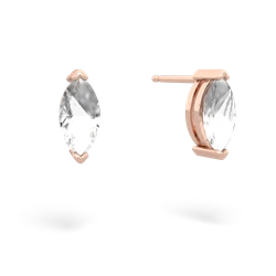 White Topaz 8X4mm Marquise Stud 14K Rose Gold earrings E1701