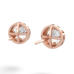 White Topaz Halo 14K Rose Gold earrings E5320