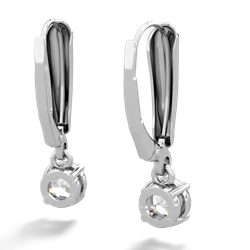 White Topaz 5Mm Round Lever Back 14K White Gold earrings E2785