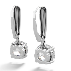 White Topaz 8Mm Round Lever Back 14K White Gold earrings E2788