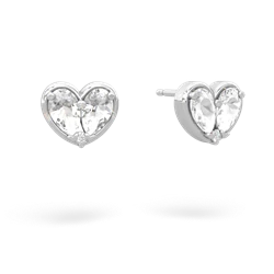 White Topaz 'Our Heart' 14K White Gold earrings E5072