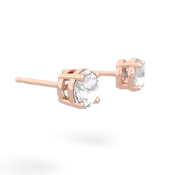 White Topaz 5Mm Round Stud 14K Rose Gold earrings E1785