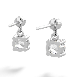 White Topaz Diamond Drop 6Mm Round 14K White Gold earrings E1986