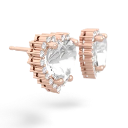 White Topaz Sparkling Halo Heart 14K Rose Gold earrings E0391