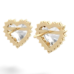 White Topaz Sparkling Halo Heart 14K Yellow Gold earrings E0391