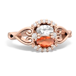 White Topaz Love Nest 14K Rose Gold ring R5860