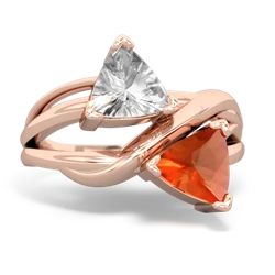 White Topaz Split Band Swirl 14K Rose Gold ring R2341