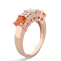 White Topaz Three Stone Diamond Cluster 14K Rose Gold ring R2592