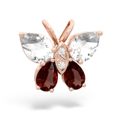 White Topaz Butterfly 14K Rose Gold pendant P2215