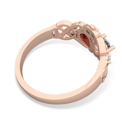 White Topaz 'One Heart' Celtic Knot Claddagh 14K Rose Gold ring R5322