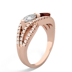 White Topaz Diamond Rivers 14K Rose Gold ring R3070