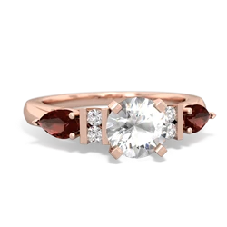 White Topaz 6Mm Round Eternal Embrace Engagement 14K Rose Gold ring R2005