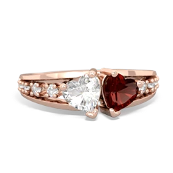 White Topaz Heart To Heart 14K Rose Gold ring R3342