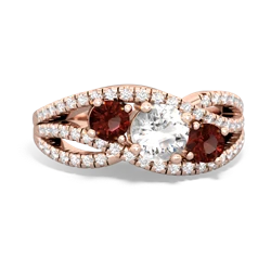 White Topaz Three Stone Aurora 14K Rose Gold ring R3080