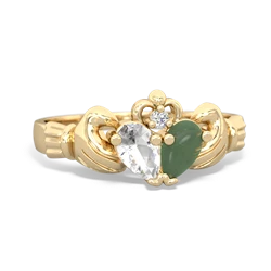 White Topaz 'Our Heart' Claddagh 14K Yellow Gold ring R2388