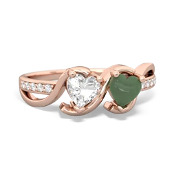 White Topaz Side By Side 14K Rose Gold ring R3090