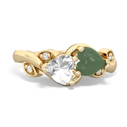 White Topaz Floral Elegance 14K Yellow Gold ring R5790