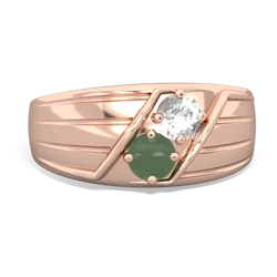 White Topaz Men's Streamline 14K Rose Gold ring R0460