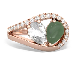 White Topaz Nestled Heart Keepsake 14K Rose Gold ring R5650