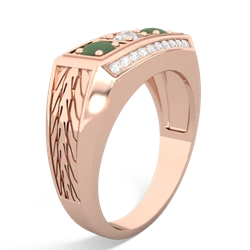 White Topaz Three Stone Tire Tread Men's 14K Rose Gold ring R0520