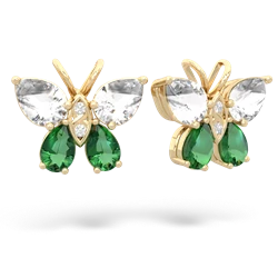 White Topaz Butterfly 14K Yellow Gold earrings E2215