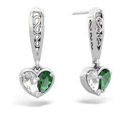 White Topaz Filligree Heart 14K White Gold earrings E5070