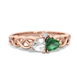 White Topaz Heart To Heart Braid 14K Rose Gold ring R5870