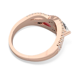 White Topaz Diamond Rivers 14K Rose Gold ring R3070