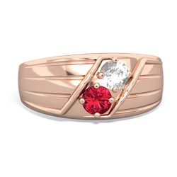 White Topaz Men's Streamline 14K Rose Gold ring R0460