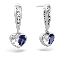 White Topaz Filligree Heart 14K White Gold earrings E5070