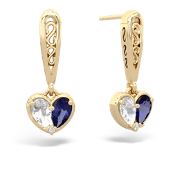 White Topaz Filligree Heart 14K Yellow Gold earrings E5070