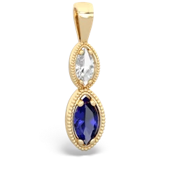 White Topaz Antique-Style Halo 14K Yellow Gold pendant P5700