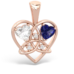 White Topaz Celtic Trinity Heart 14K Rose Gold pendant P5331