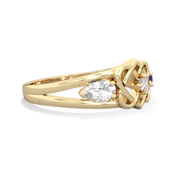 White Topaz Hearts Intertwined 14K Yellow Gold ring R5880