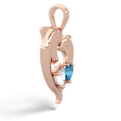 White Topaz Dolphin Heart 14K Rose Gold pendant P5820