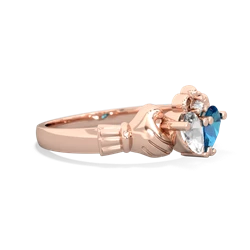 White Topaz 'Our Heart' Claddagh 14K Rose Gold ring R2388