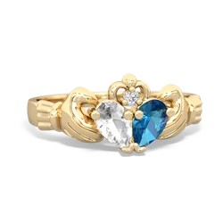 White Topaz 'Our Heart' Claddagh 14K Yellow Gold ring R2388