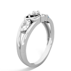 White Topaz Hearts Intertwined 14K White Gold ring R5880