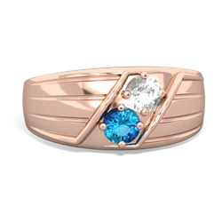 White Topaz Men's Streamline 14K Rose Gold ring R0460