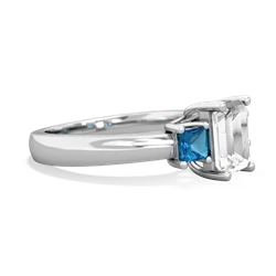 White Topaz Three Stone Emerald-Cut Trellis 14K White Gold ring R4021