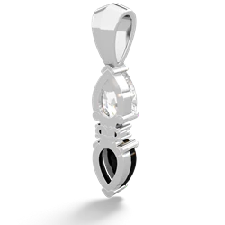 White Topaz Bowtie Drop 14K White Gold pendant P0865