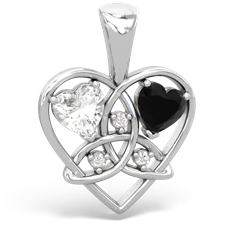 White Topaz Celtic Trinity Heart 14K White Gold pendant P5331