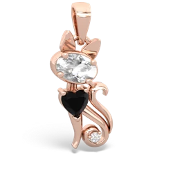 White Topaz Kitten 14K Rose Gold pendant P5780